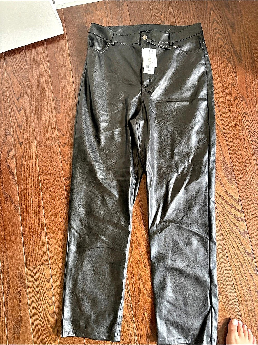 Zara Faux Leather Skinny Pants in Black Size 12 NWT